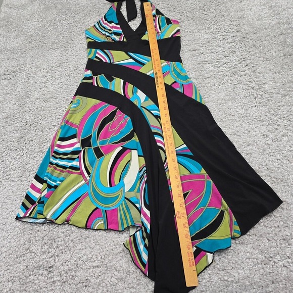 Vintage A Byer Dress Women M Green Pink Halter Babydoll Psychedelic Y2K USA - Picture 9 of 10
